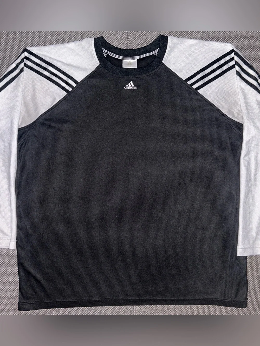 Vintage adidas Black and White Long-Sleeve Athletic Tee